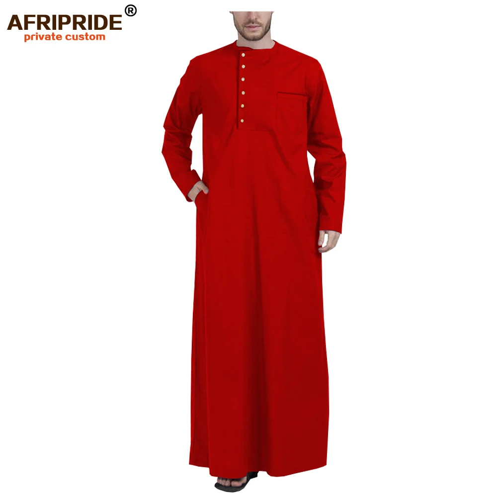 Müslüman Giyim Erkekler için Jubba Thobe Uzun Kollu ve Yuvarlak Boyun Artı Boyutu İslami Giyim Müslüman Elbise AFRIPRIDE A001 Görüntü  0