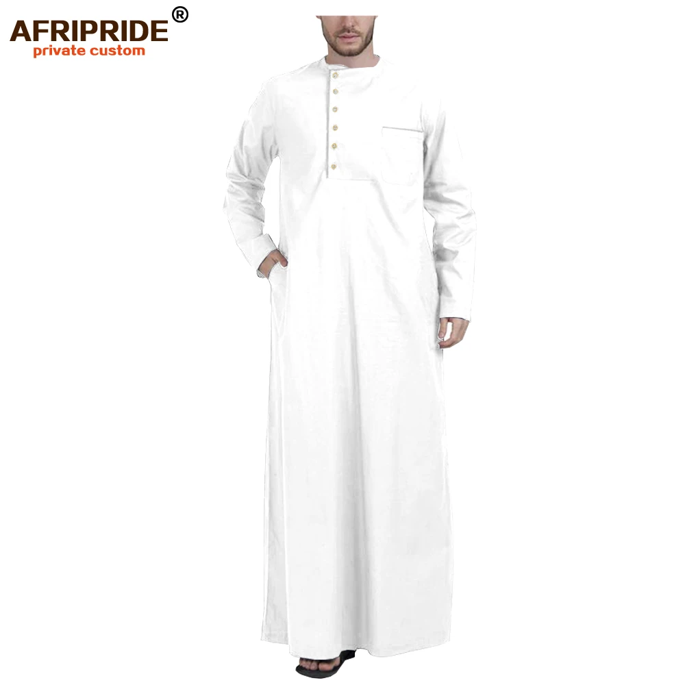 Müslüman Giyim Erkekler için Jubba Thobe Uzun Kollu ve Yuvarlak Boyun Artı Boyutu İslami Giyim Müslüman Elbise AFRIPRIDE A001 Görüntü  1