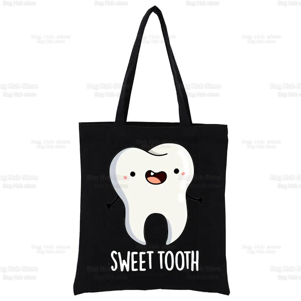 Diş ve Diş Hekimi Grafik Estetik Komik Moda Çanta omuz çantaları Rahat Alışveriş Kız Çanta Kadın Zarif Kanvas Çanta Görüntü  2