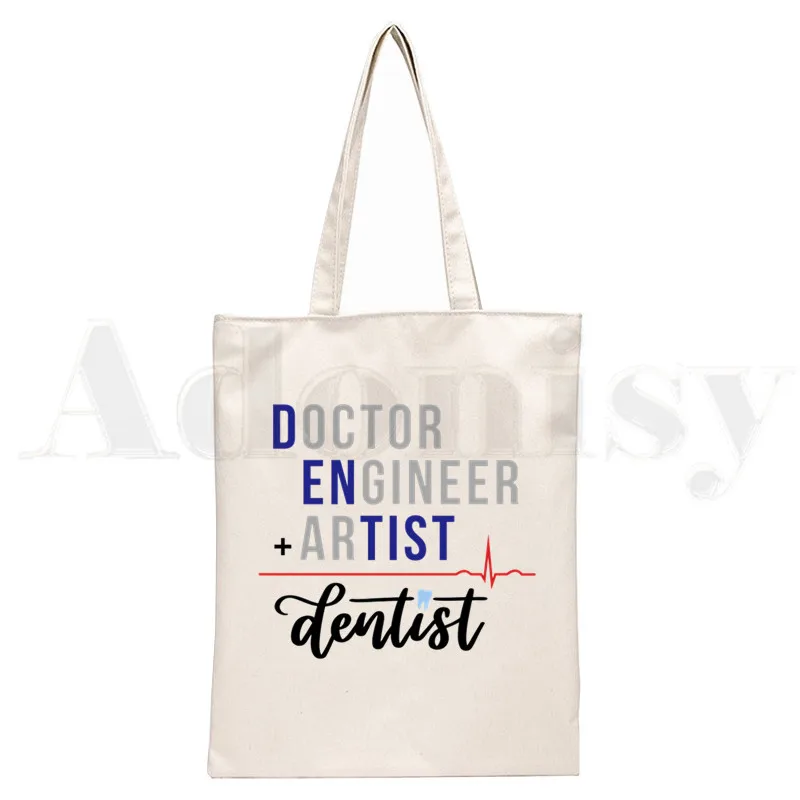 Diş ve Diş Hekimi Grafik Estetik Komik Moda Çanta omuz çantaları Rahat Alışveriş Kız Çanta Kadın Zarif Kanvas Çanta Görüntü  3