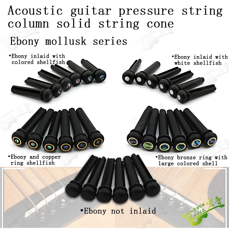6 adet / takım Akustik Gitar Köprü Pin Siyah Abanoz Kabuk Gitar Köprü Kemik Pimleri Seti Yeşil Abalone Nokta Parçaları ve Aksesuarları Görüntü  3