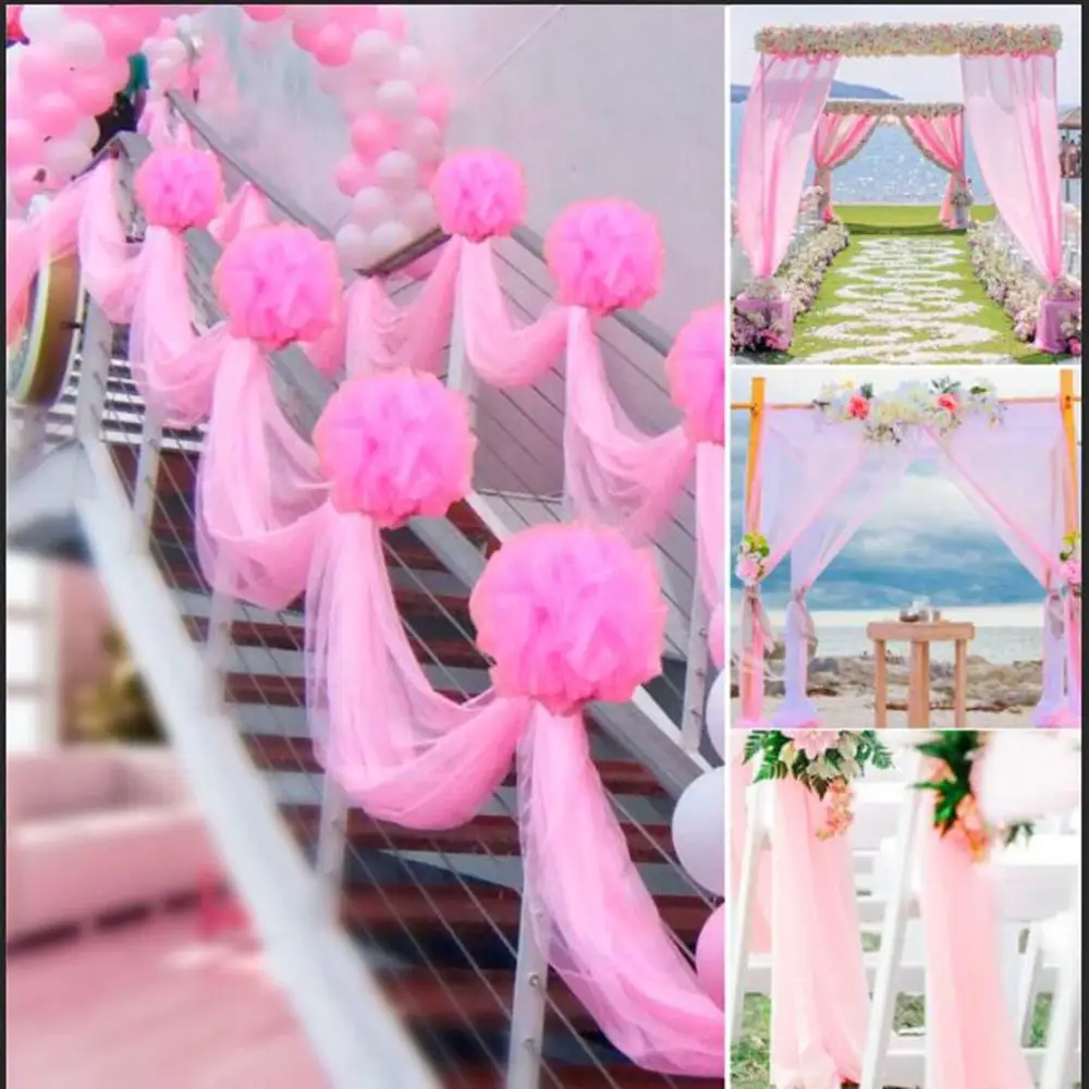 5/10M Düğün Dekorasyon Tül Rulo Kristal Organze Sheer Şifon Kumaş Doğum Günü Partisi Zemin Ülke parti düğün sandalyesi Görüntü  0