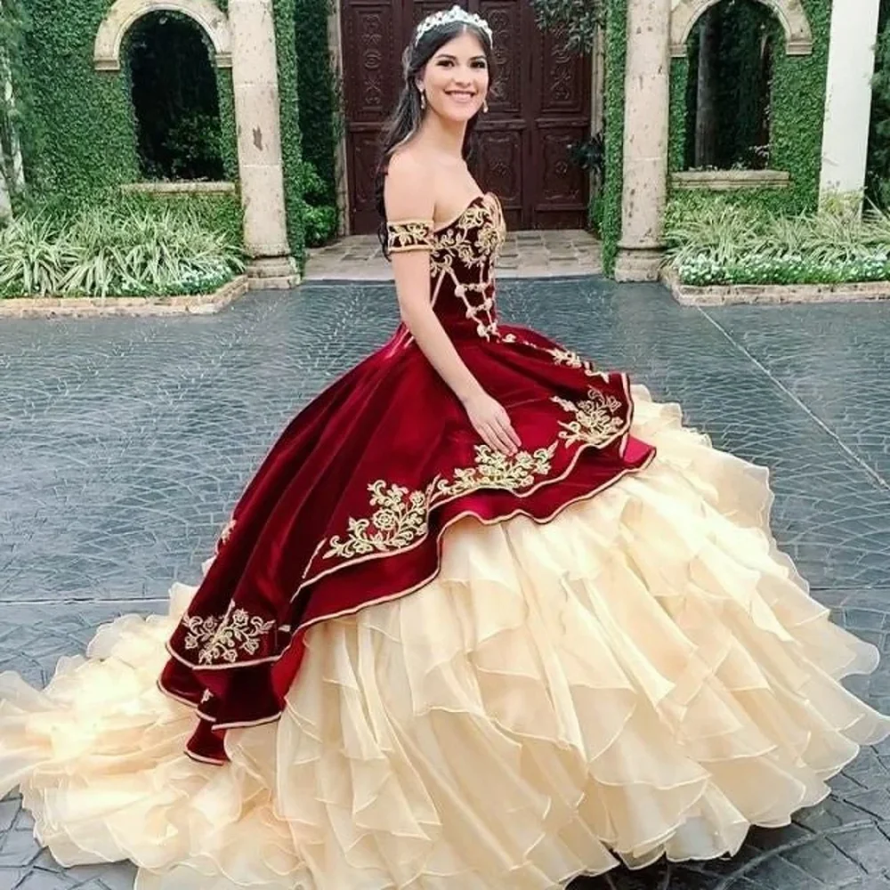 LSYX Kapalı Omuz Topu cüppeli elbiseler Quinceanera 2022 İçin Tül Katmanlı Prenses Vestido De 15 Anos Pembe Tatlı 16 Elbiseler Gala Görüntü  4