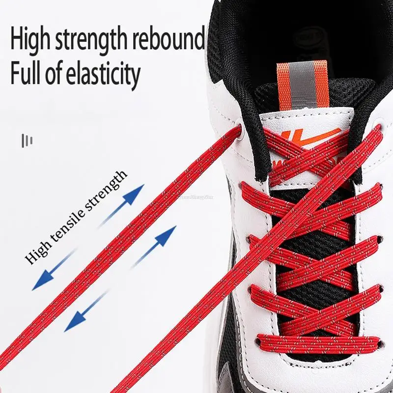 2022 Yansıtıcı Hiçbir Kravat Ayakabı Elastik Danteller Sneakers Düz Ayakkabı bağcıkları bağları olmadan Çocuklar Yetişkin Ayakkabı Bağı Tek beden herkese uyar ayakkabı Görüntü  1