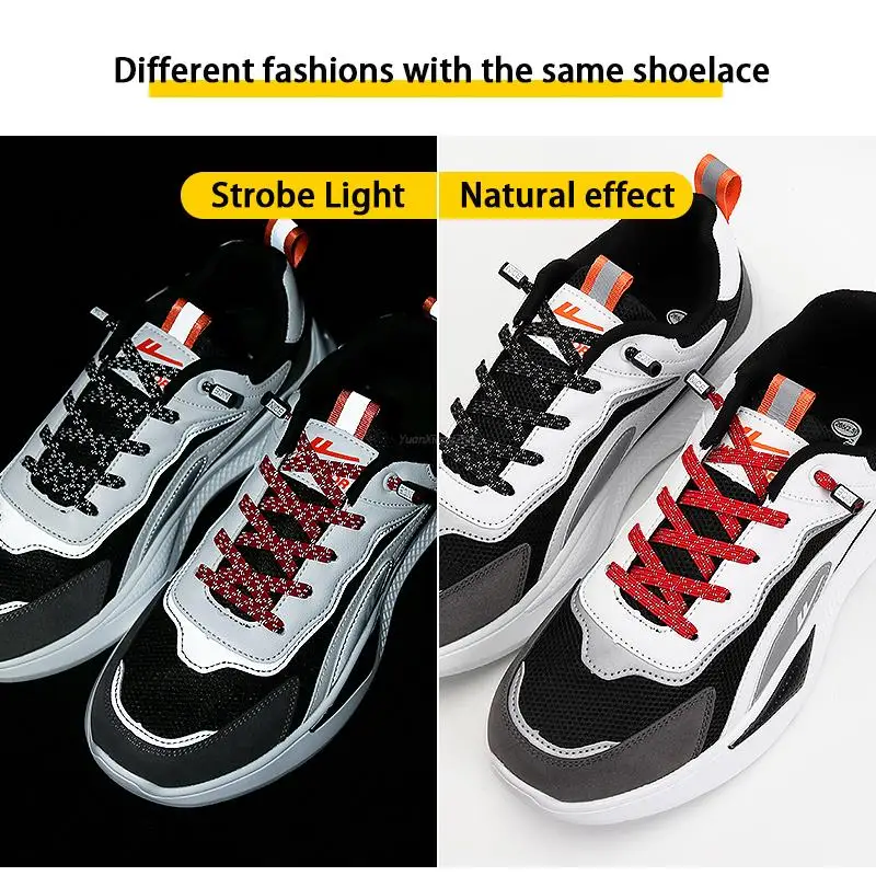 2022 Yansıtıcı Hiçbir Kravat Ayakabı Elastik Danteller Sneakers Düz Ayakkabı bağcıkları bağları olmadan Çocuklar Yetişkin Ayakkabı Bağı Tek beden herkese uyar ayakkabı Görüntü  2