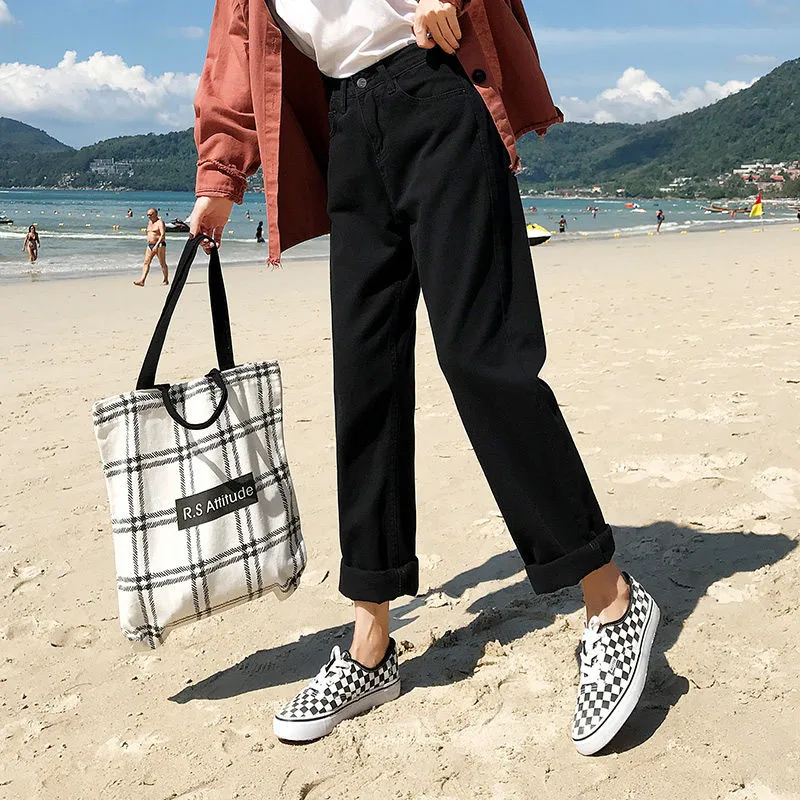 100 % Pamuk Artı Boyutu Beyaz Kot Kadın Yüksek Bel Harem Anne Kot Kadın Klasik Temel Bahar 2020 Yeni kot pantolon Streetwear Görüntü  2