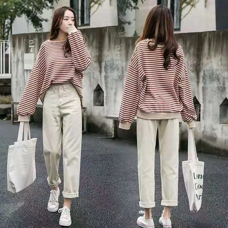 100 % Pamuk Artı Boyutu Beyaz Kot Kadın Yüksek Bel Harem Anne Kot Kadın Klasik Temel Bahar 2020 Yeni kot pantolon Streetwear Görüntü  4