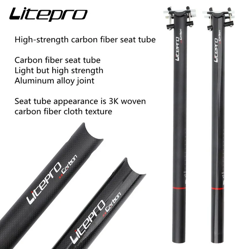 Litepro Tam Karbon Fiber Koltuk Tüp 33.9 mm*580 Ultralight 282g Karbon Fiber Seatpost 31.8 mm brompton bisiklet selesi Görüntü  3