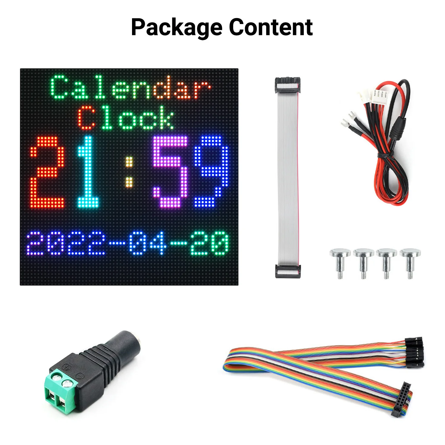RGB Tam Renkli LED Matris Paneli 3mm Pitch 64×64 Piksel Ayarlanabilir Parlaklık Destekler Ahududu Pi Ve Arduino 5V / 4A Görüntü  2