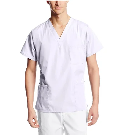 Yaz Seksi Tıbbi Üniforma Erkekler Kısa Kollu V Yaka Üstleri Hemşirelik çalışma üniforması T-shirt Cepler üniforma Görüntü  3