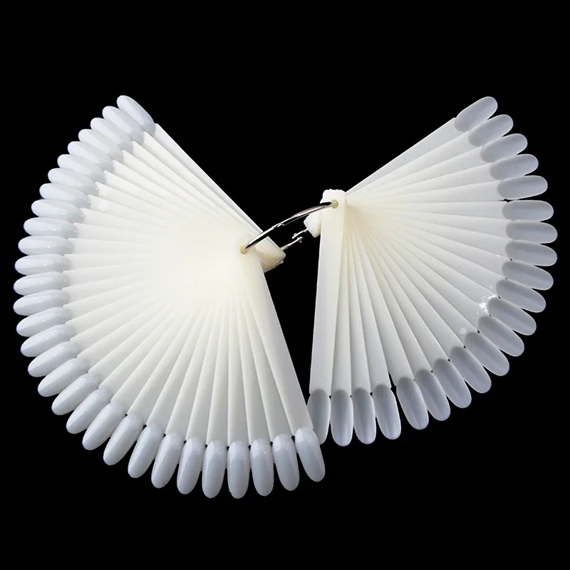 50 adet UV Jel Lehçe Ekran Tırnak Sanat Aracı Oval Tırnak Paleti kartela Yanlış Nail Art İpucu Fan Şekilli Çıkarılabilir Gösteren Raf Görüntü  3
