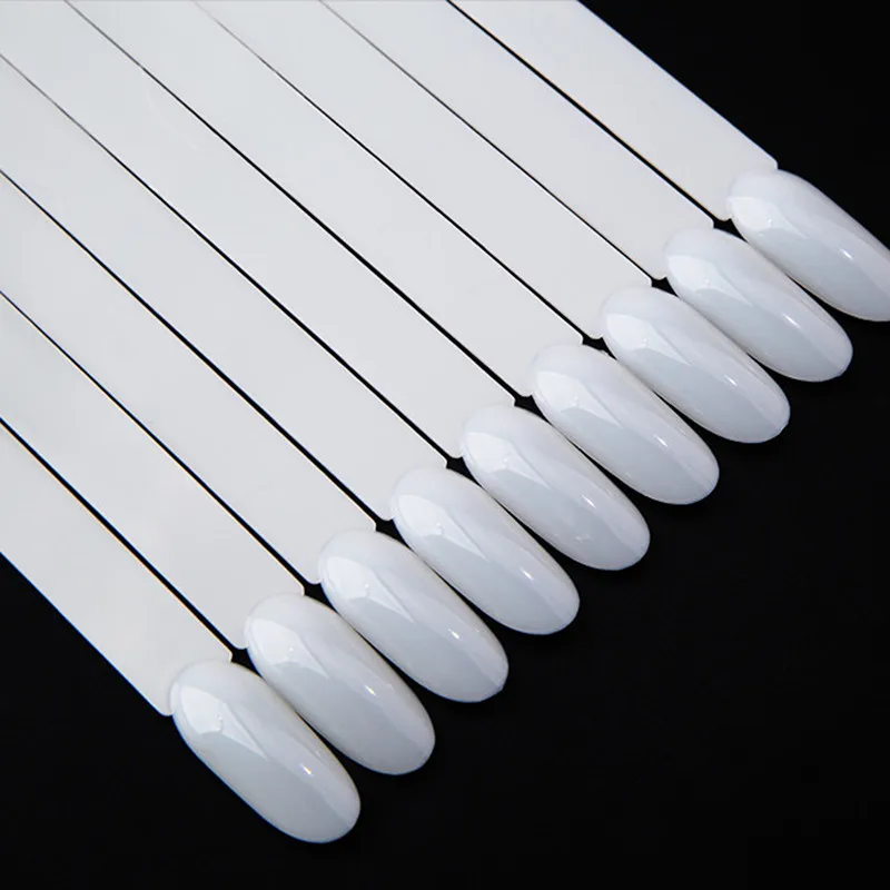50 adet UV Jel Lehçe Ekran Tırnak Sanat Aracı Oval Tırnak Paleti kartela Yanlış Nail Art İpucu Fan Şekilli Çıkarılabilir Gösteren Raf Görüntü  4