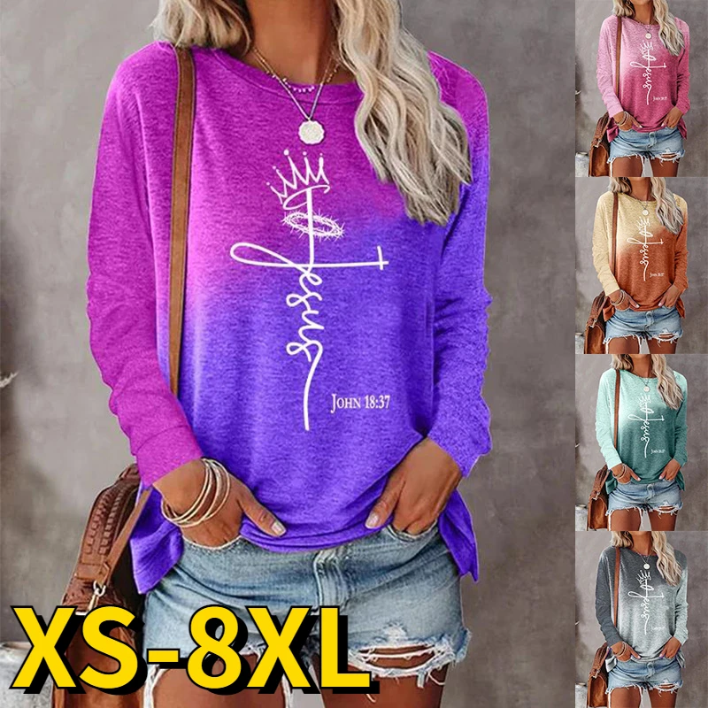Yeni Kademeli Değişim Uzun Kollu Sonbahar Kış Yeni Tasarım baskılı tişört Yuvarlak Boyun Gevşek Boyutu Ceket Basit Rüzgar Kazak XS-8XL Görüntü  0