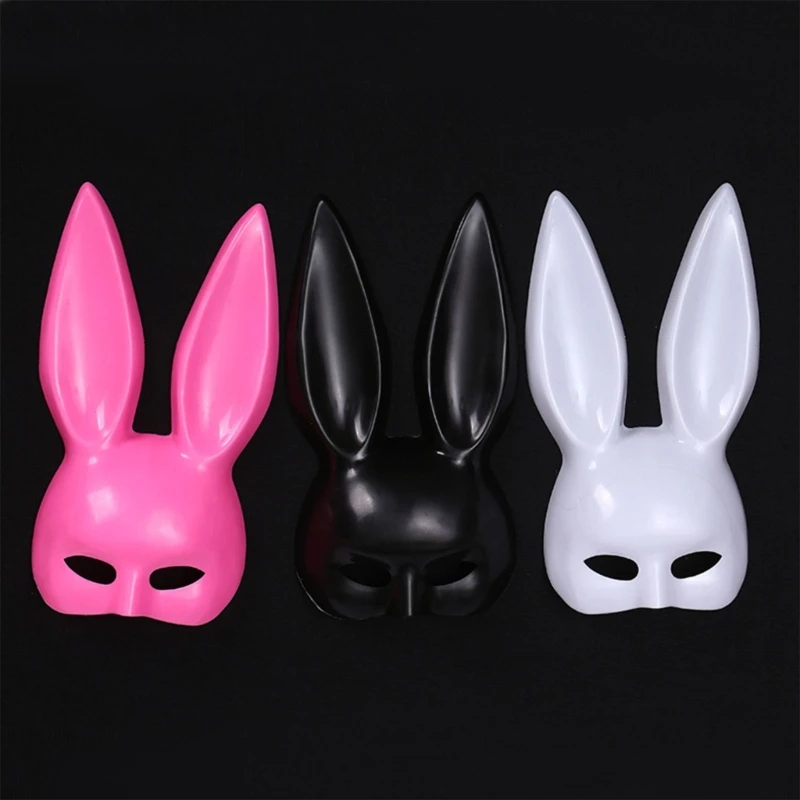 Maskeli balo maskesi Yarım Yüz Tavşan Maskesi Kız çocuklar İçin Gece Kulübü Kostüm Seksi Uzun Tavşan Kulaklar maskesi Hayvan Parti Masquerade Görüntü  5