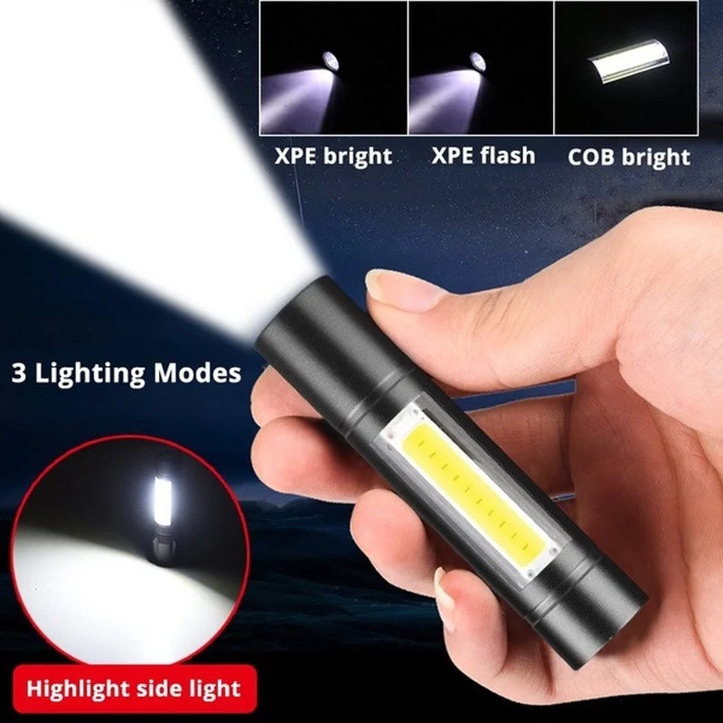 Şarj edilebilir LED el feneri Süper Parlak Mini çalışma ışığı 3 Modu Su Geçirmez Taşınabilir COB Taktik Torch Zumlanabilir kamp feneri Görüntü  1
