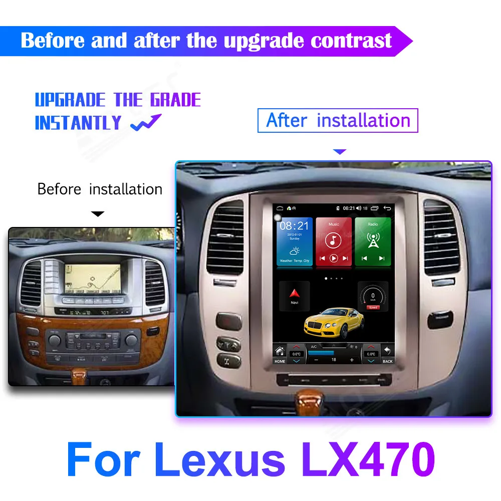 8G + 256G Lexus LX470 / Toyota Land Cruiser LC100 2002-2007 Tesla Ekran Araba Radyo Stereo Multimedya Oynatıcı GPS Navigasyon DVD Görüntü  4