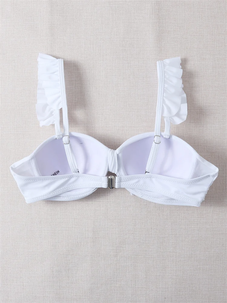 Bikini Üst Kadınlar Mayo 2022 Yeni Beyaz Yay Sling Seksi Bikini Mayo Push Up Korse Yaz Beachwear Mayo kadın Görüntü  4