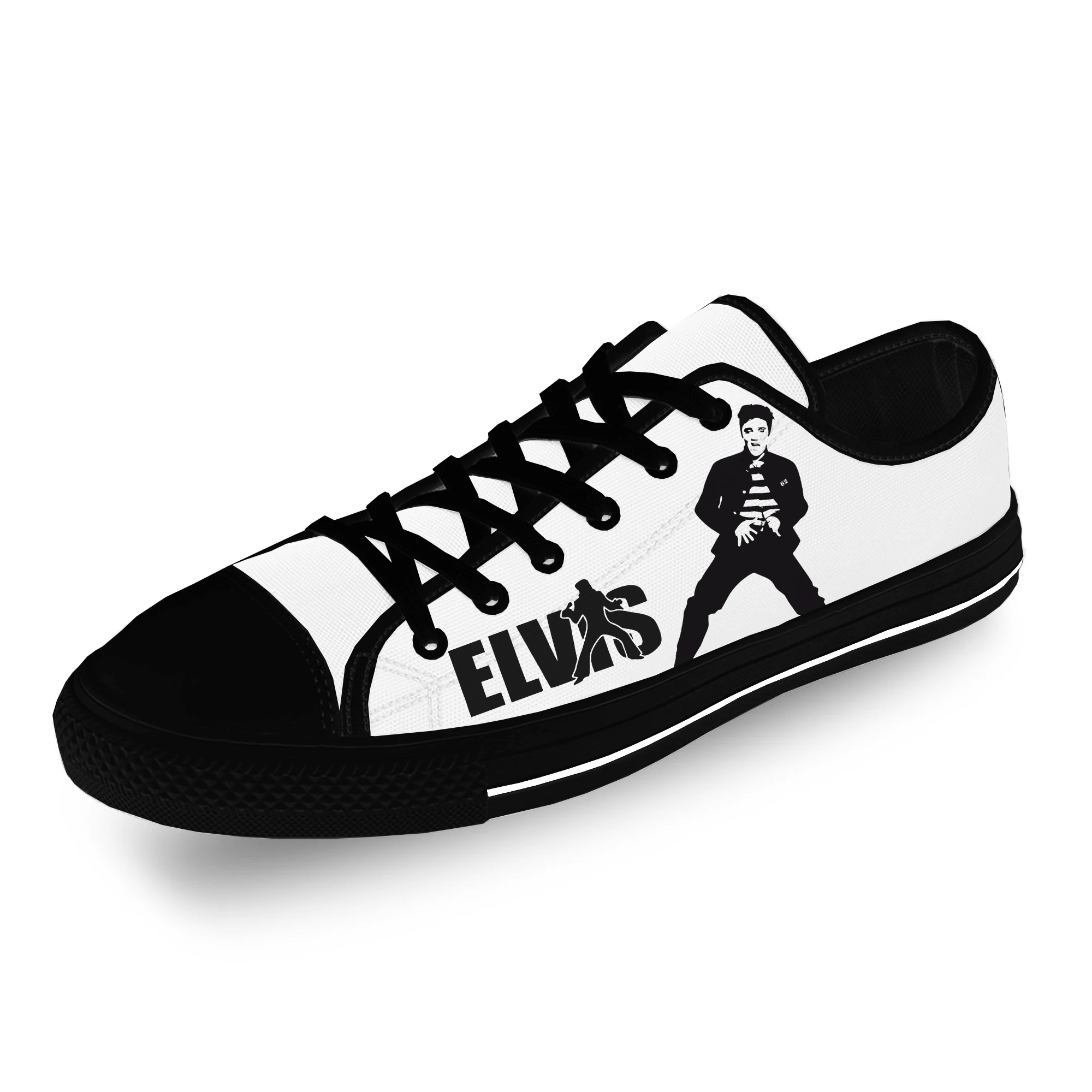 Elvis Aaron Presley Düşük Üst Sneakers Mens Womens Genç rahat ayakkabılar Tuval koşu ayakkabıları Cosplay 3D Baskı Hafif ayakkabı Görüntü  4