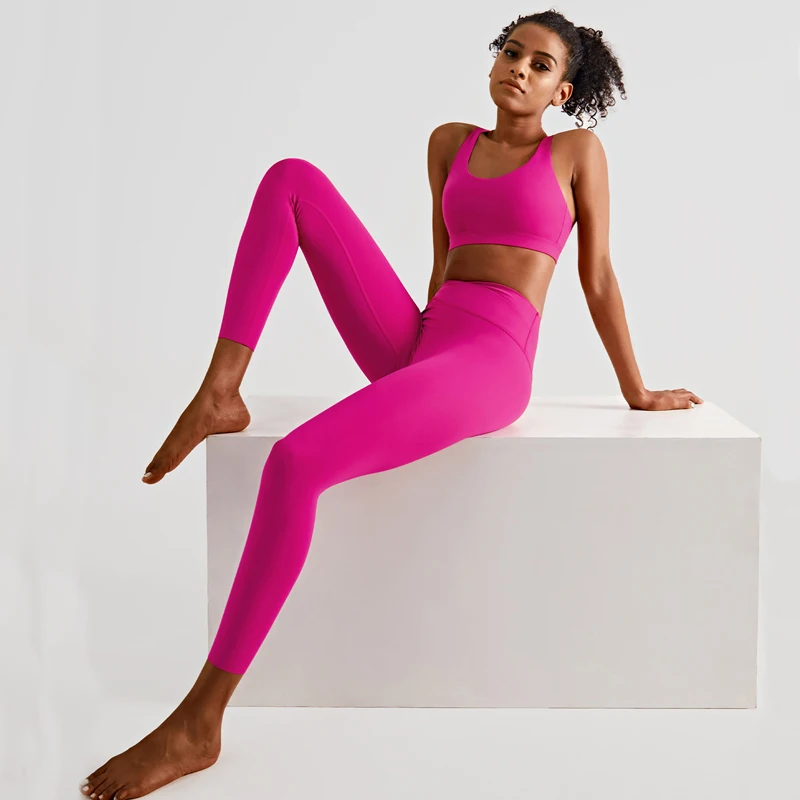 Kadın Çapraz Yüksek Bel Spor Tayt Düz Renk Çıplak Duygu Yoga Pantolon Seksi Popo Kaldırma Koşu spor salonu taytları Kadın Spor Görüntü  1