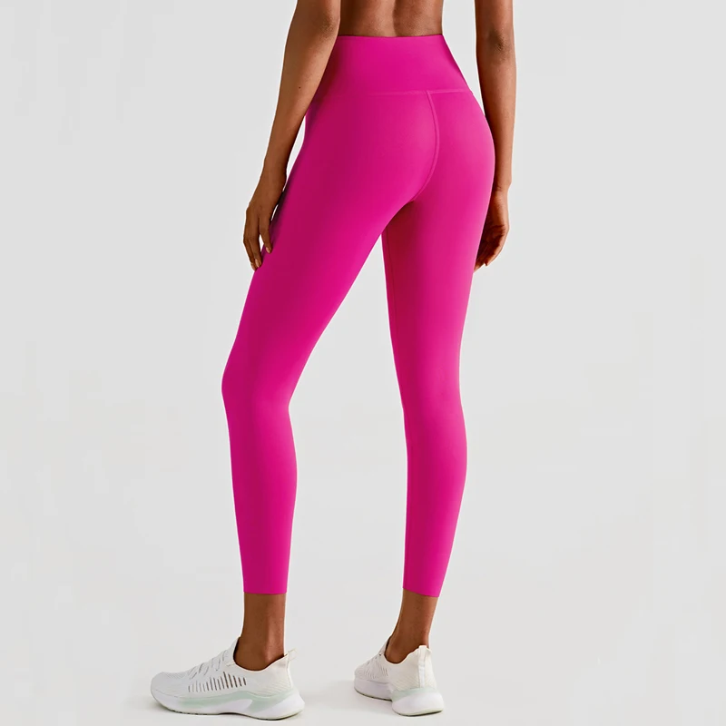 Kadın Çapraz Yüksek Bel Spor Tayt Düz Renk Çıplak Duygu Yoga Pantolon Seksi Popo Kaldırma Koşu spor salonu taytları Kadın Spor Görüntü  3