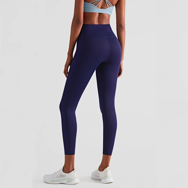 Kadın Çapraz Yüksek Bel Spor Tayt Düz Renk Çıplak Duygu Yoga Pantolon Seksi Popo Kaldırma Koşu spor salonu taytları Kadın Spor Görüntü  4