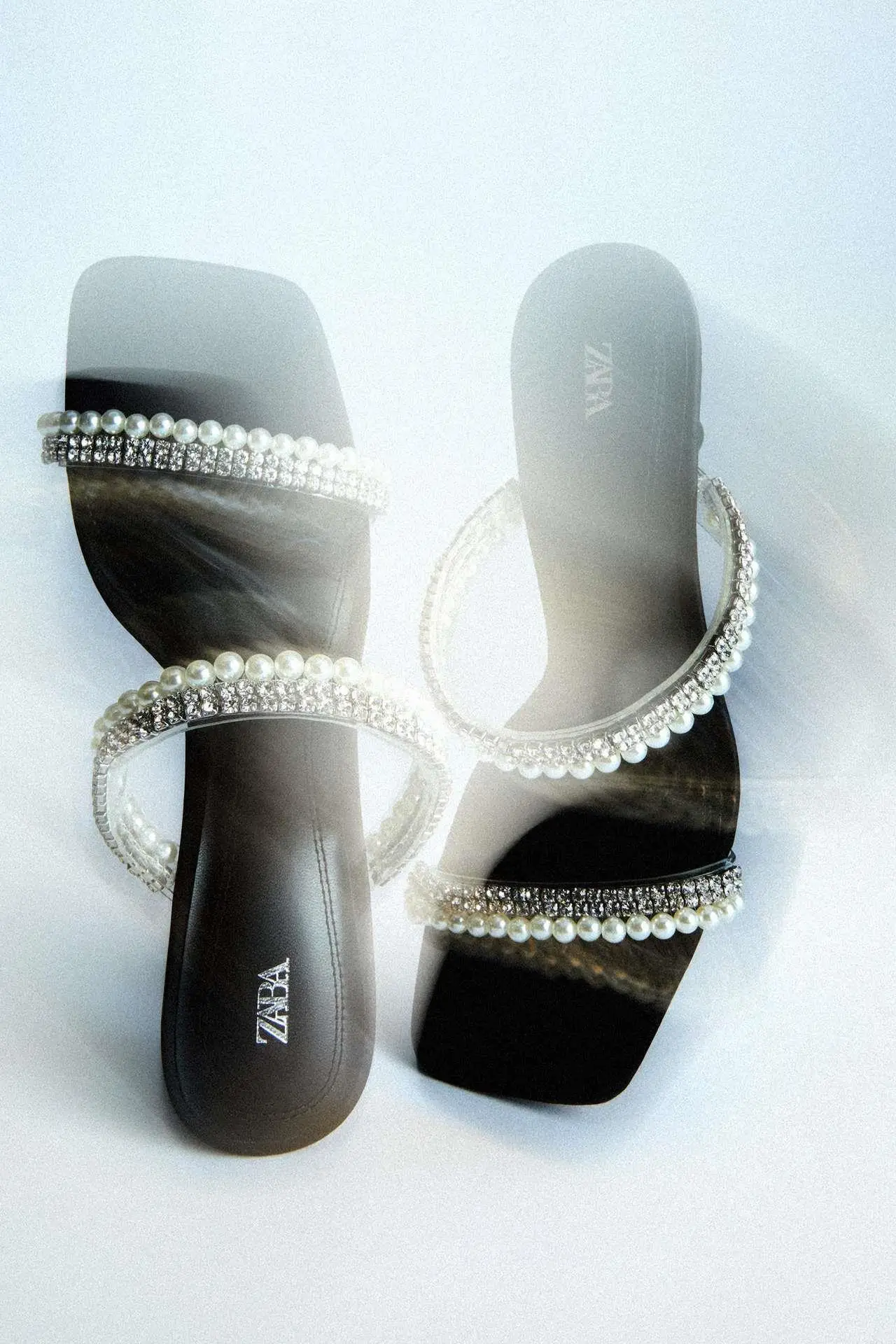 116877 Yeni kadın ayakkabısı Kare burnu açık Şeffaf PVC Taklidi İnci Yüksek topuklu Sandalet Küçük Topuklu Büyük Siyah Topuklu Görüntü  5