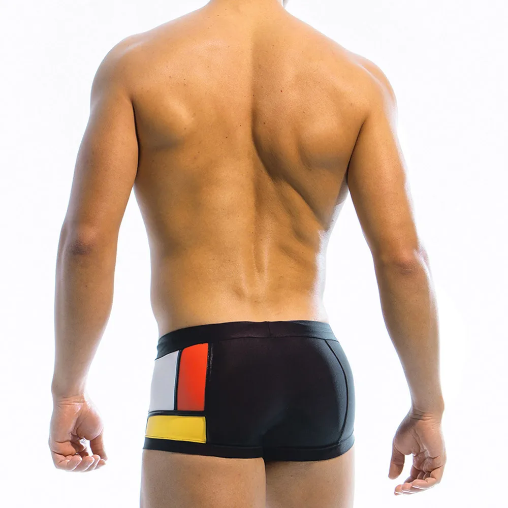 Erkek Mayo Yüzmek Külot Boxer Mayolar Erkek Renk Blok Sörf Şort Sandıklar kare Bacak Mayo Boardshorts Külot Görüntü  0