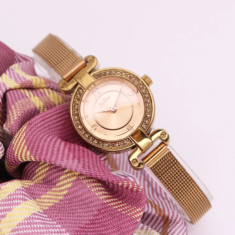 Julius Küçük bayan kadın İzle Japonya kuvars Saatler Güzel Moda Saat Bilezik Paslanmaz Çelik kızın doğum günü hediyesi Hiçbir Kutu Görüntü  5