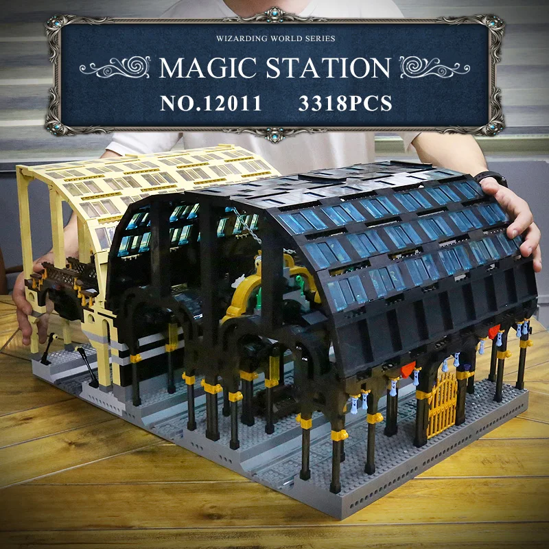 Kalıp KRAL 12011 oyuncak arabalar Sihirli Ekspres Tren İstasyonu Yapı Taşları Montaj Tuğla Oyuncaklar Çocuklar Noel Hediyeleri Görüntü  4