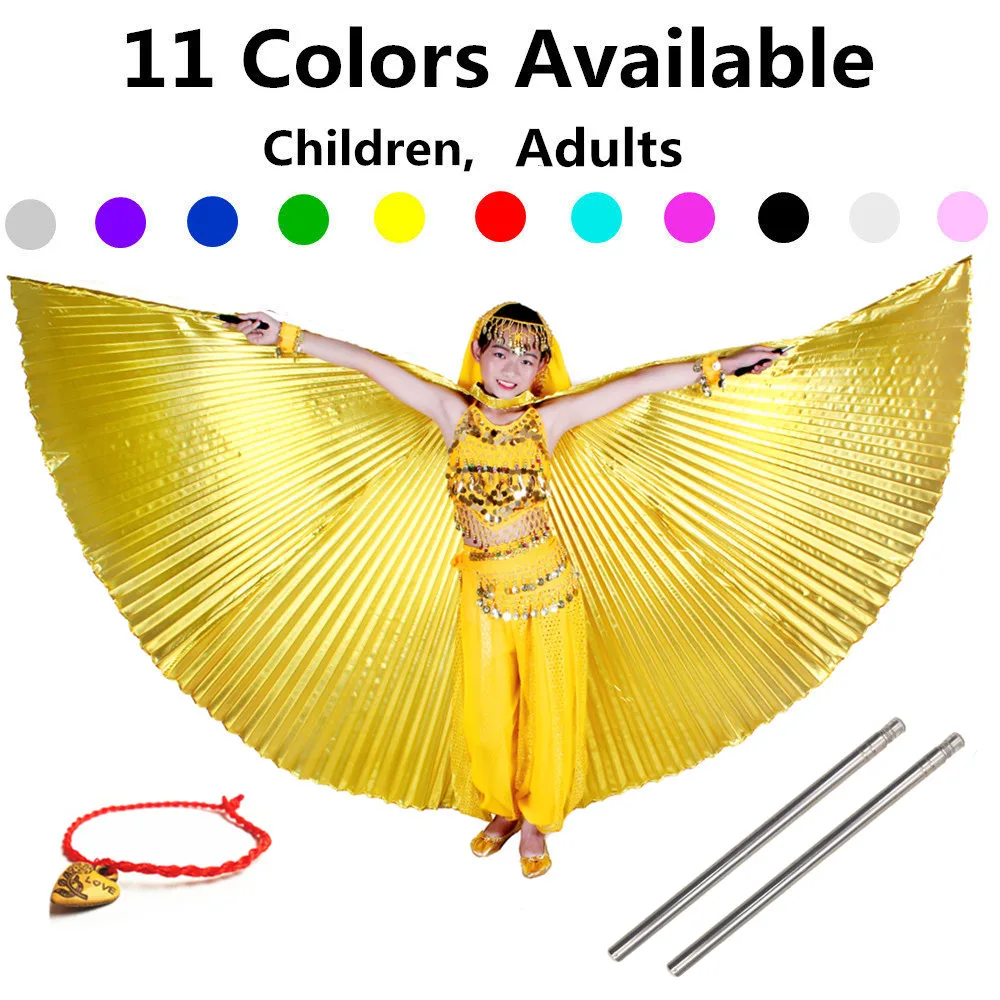 Oryantal Dans Kanatları Çocuklar Oryantal Dans Kostümleri Yetişkin Bollywood Oryantal Dans Melek Kanatları Altın Kız Çocuk 11 Renkler Ücretsiz Sopa Görüntü  0