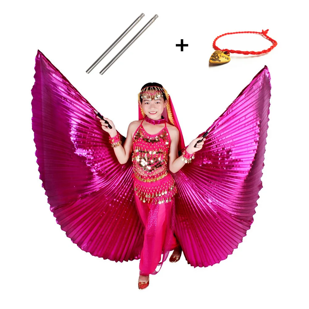 Oryantal Dans Kanatları Çocuklar Oryantal Dans Kostümleri Yetişkin Bollywood Oryantal Dans Melek Kanatları Altın Kız Çocuk 11 Renkler Ücretsiz Sopa Görüntü  2