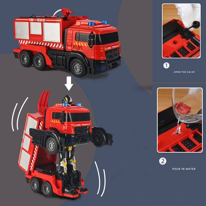 İtfaiye kamyonu Robot RC araba Dönüşüm Robot araç ışığı Eylem Oyuncaklar Motor Ekskavatör Araba Kamyon İnşaat Oyuncakları Çocuklar Hediye Görüntü  2