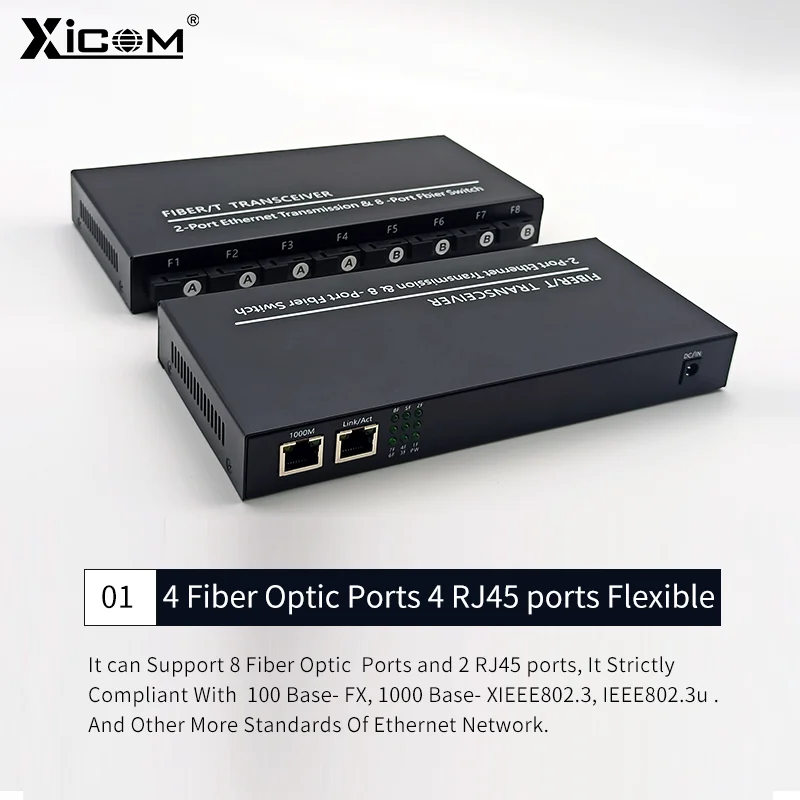 100/1000M Gigabit Ethernet Fiber Anahtarı 8*1.25 G Fiber Bağlantı Noktası 2 RJ45 Bağlantı Noktası Medya Dönüştürücü 20KM SC Tek Modlu Optik Alıcı-verici Görüntü  0
