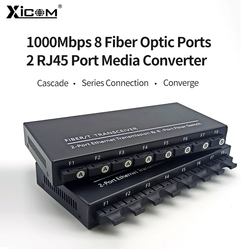 100/1000M Gigabit Ethernet Fiber Anahtarı 8*1.25 G Fiber Bağlantı Noktası 2 RJ45 Bağlantı Noktası Medya Dönüştürücü 20KM SC Tek Modlu Optik Alıcı-verici Görüntü  5