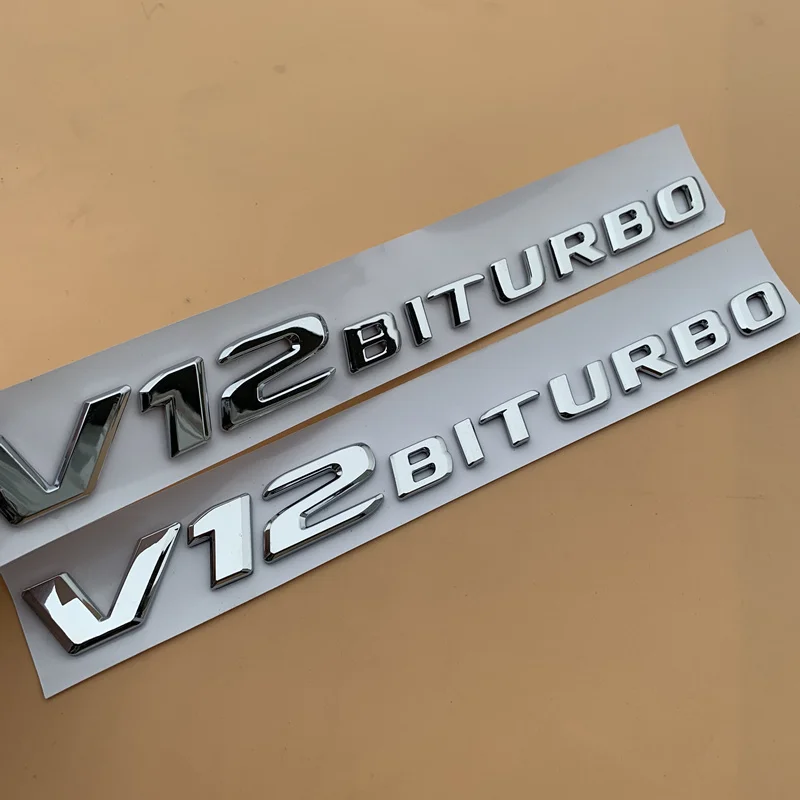 Krom Mektup Numarası Amblemi Mercedes Benz AMG için C43 C63 C63S E43 E53 E63S S65L V12 V8 BITURBO 4MATIC + Araba Gövde Çamurluk Etiket Görüntü  2