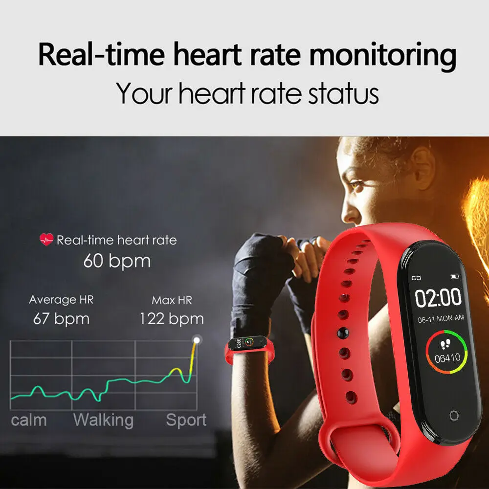 M4 akıllı bilezik dijital saat İle Erkekler Kadınlar İçin Kalp Hızı İzleme Koşu Pedometre Kalori Sayacı Sağlık Spor İzci Görüntü  2