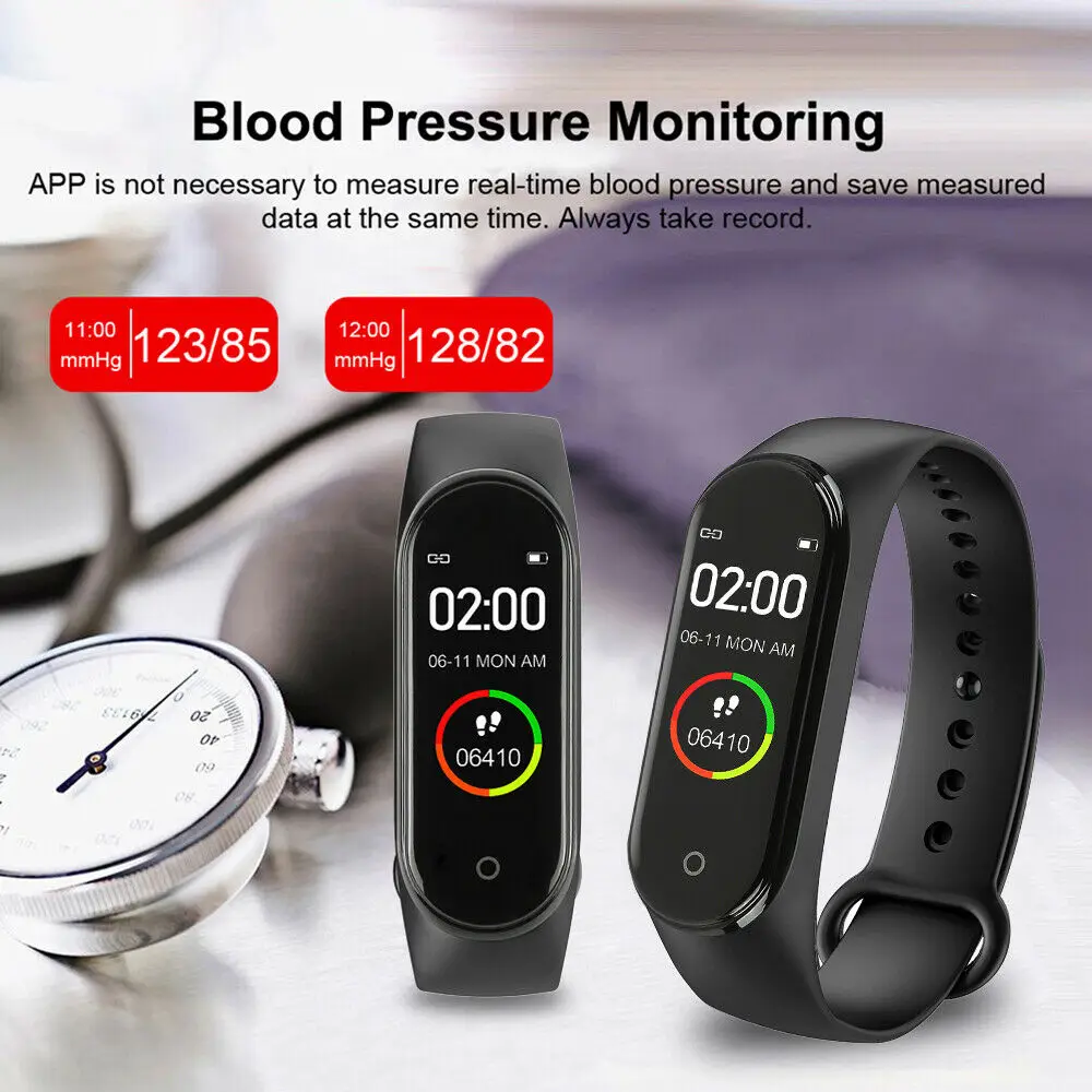 M4 akıllı bilezik dijital saat İle Erkekler Kadınlar İçin Kalp Hızı İzleme Koşu Pedometre Kalori Sayacı Sağlık Spor İzci Görüntü  3