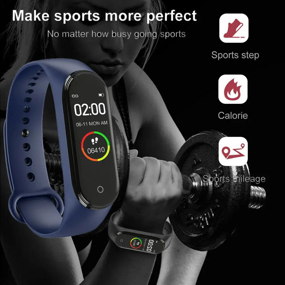 M4 akıllı bilezik dijital saat İle Erkekler Kadınlar İçin Kalp Hızı İzleme Koşu Pedometre Kalori Sayacı Sağlık Spor İzci Görüntü  4