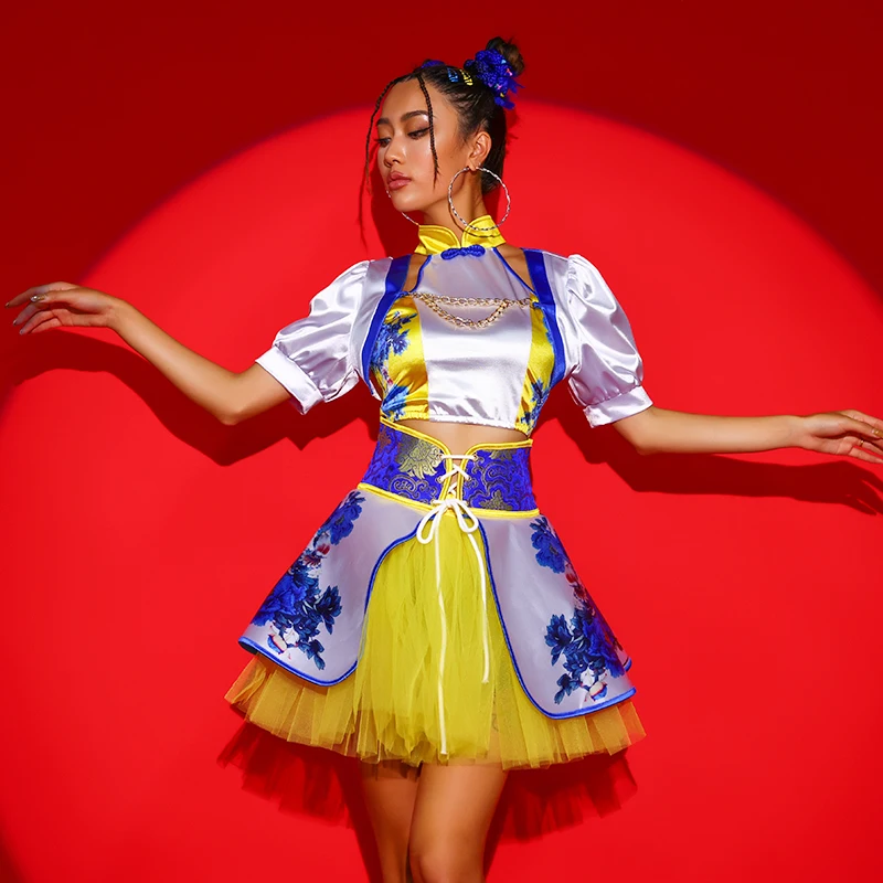 2022 Yeni Gece Kulübü Gogo Dans Elbise Rave Kıyafet Çin Tarzı Elbise Yetişkin Kadın Caz Dans Performansı Sahne Kostüm YS3226 Görüntü  0