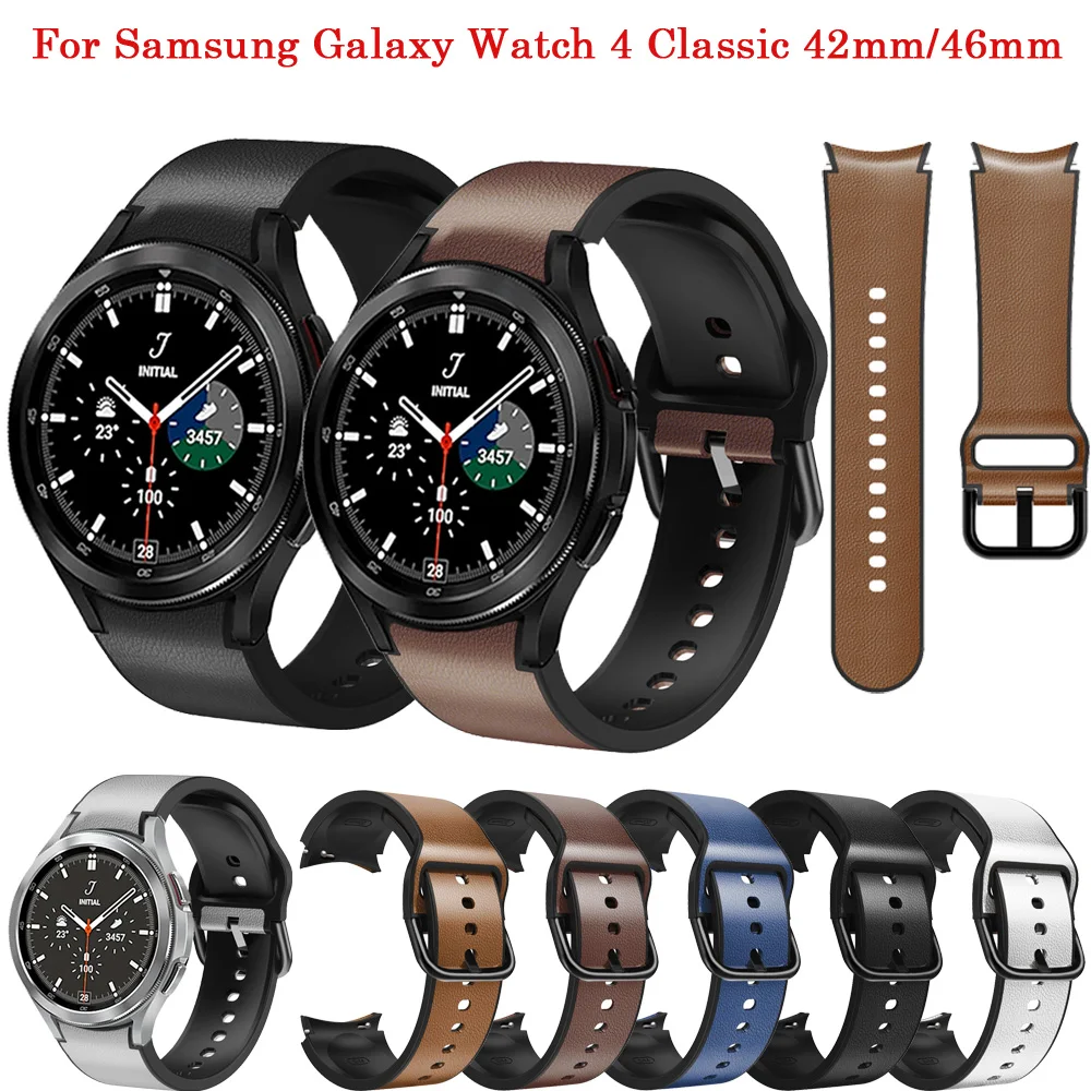 Bilek Bandı Samsung Galaxy İzle 4 40mm 44mm Deri + Silikon Kordonlu Saat Kayışı Galaxy Watch4 Klasik 46mm 42mm Bilezik Correa Görüntü  2