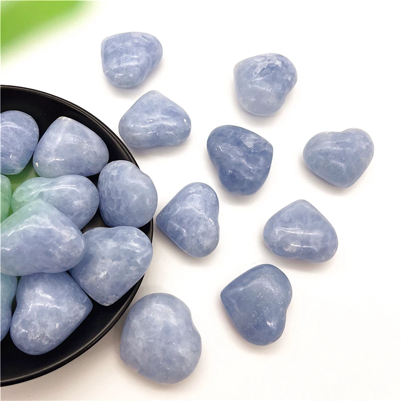 1 adet Küçük Doğal Mavi Kalsit Kristal Kalp Şeklinde Reiki Şifa Palmiye Taşlar Taşlar Kuvars Kristalleri Çakra Ev Dekorasyon Görüntü  1