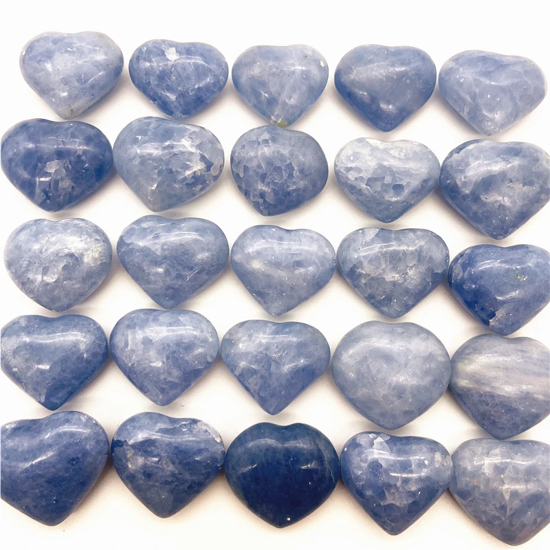 1 adet Küçük Doğal Mavi Kalsit Kristal Kalp Şeklinde Reiki Şifa Palmiye Taşlar Taşlar Kuvars Kristalleri Çakra Ev Dekorasyon Görüntü  5