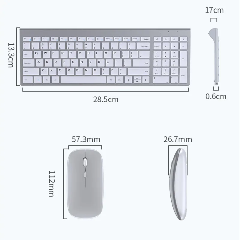 Bluetooth 5.0 ve 2.4 G Kablosuz Klavye ve Fare Combo Mini Multimedya Klavye Fare Seti Dizüstü PC TV için iPad Macbook Android Görüntü  3