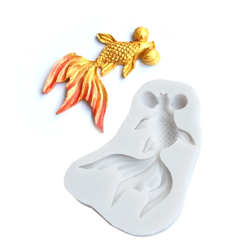 Goldfish Şekli silikon kalıp DIY Epoksi Reçine Kek Pişirme Dekorasyon Yumuşak Kil Alçı Çikolata Kalıp Koi GoldFish silikon kalıp Görüntü  0