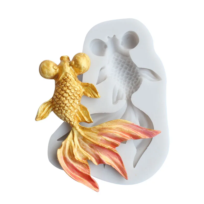 Goldfish Şekli silikon kalıp DIY Epoksi Reçine Kek Pişirme Dekorasyon Yumuşak Kil Alçı Çikolata Kalıp Koi GoldFish silikon kalıp Görüntü  5