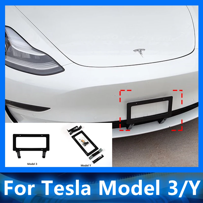 Araba plaka çerçevesi İçin Amerikan Standardı Tesla Modeli 3 Y 2022 ABD Alüminyum alaşımlı plaka çerçevesi depolama aksesuarları Görüntü  3