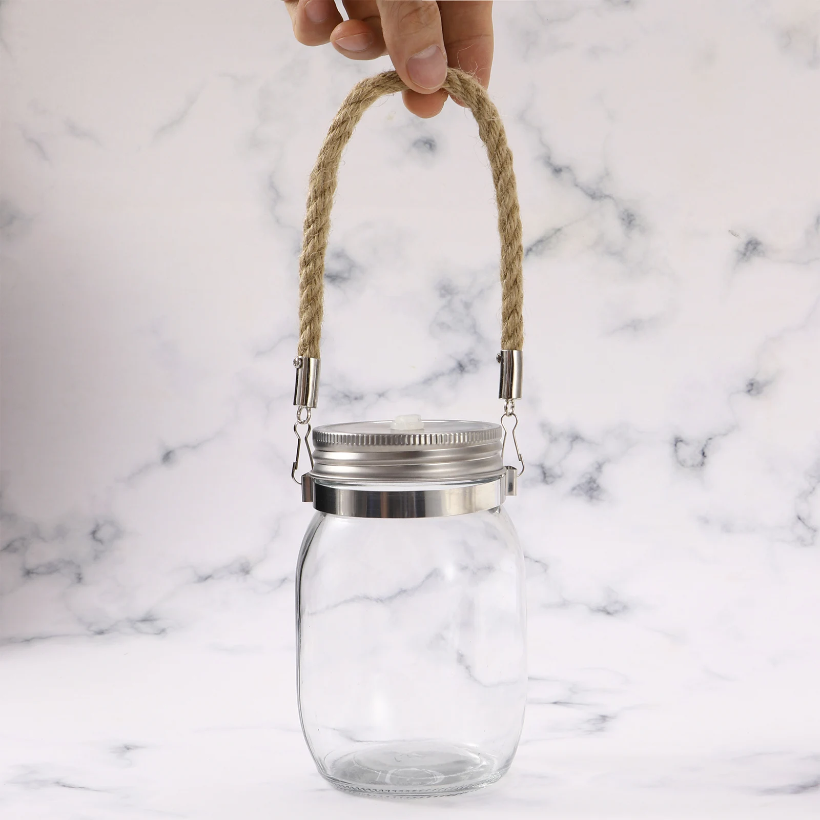 4 Adet Su Şişesi Tutucu Metal Halka cam turşu kavanozu Askıları Kullanımlık İçecek Bardağı Taşıyıcı cam küre Konserve Sicim Kolları su kabı Kavrama Görüntü  5