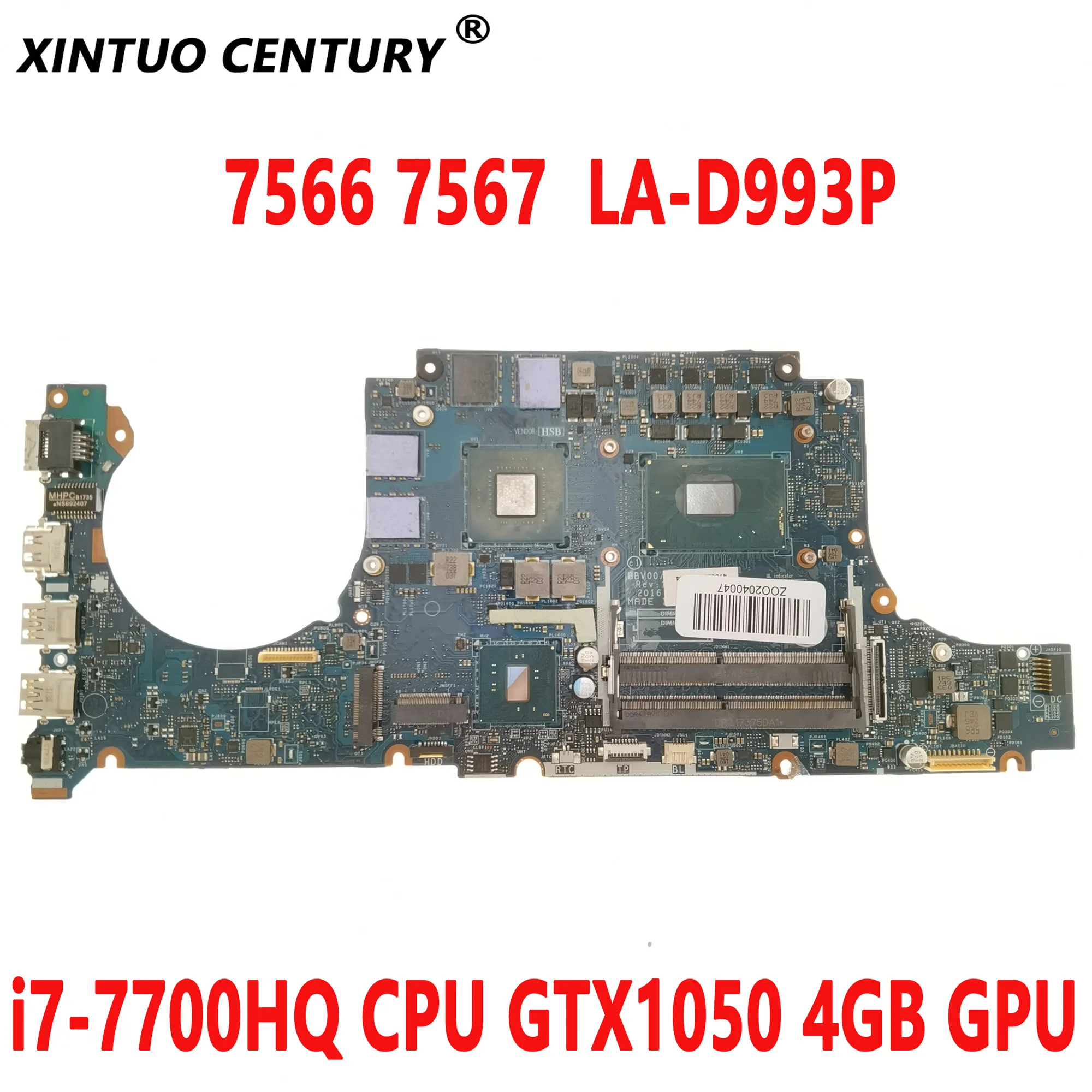 BBV00 / 10 LA-D993P Dell Inspiron 15 7566 7567 için Laptop Anakart ı7-7700HQ CPU GTX1050 4GB GPU CN-0JG23N DDR4 100 % Teste Görüntü  4