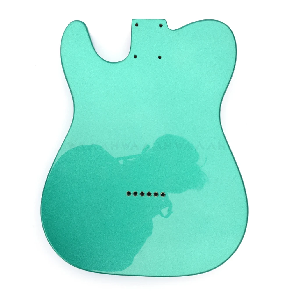 Metal Yeşil Renk Kızılağaç Ahşap Tele Gitar Vücut Stili Elektro Gitar Gövdesi Parlak Bitmiş Tele Gitar Kitleri Yapı Parçaları Görüntü  1