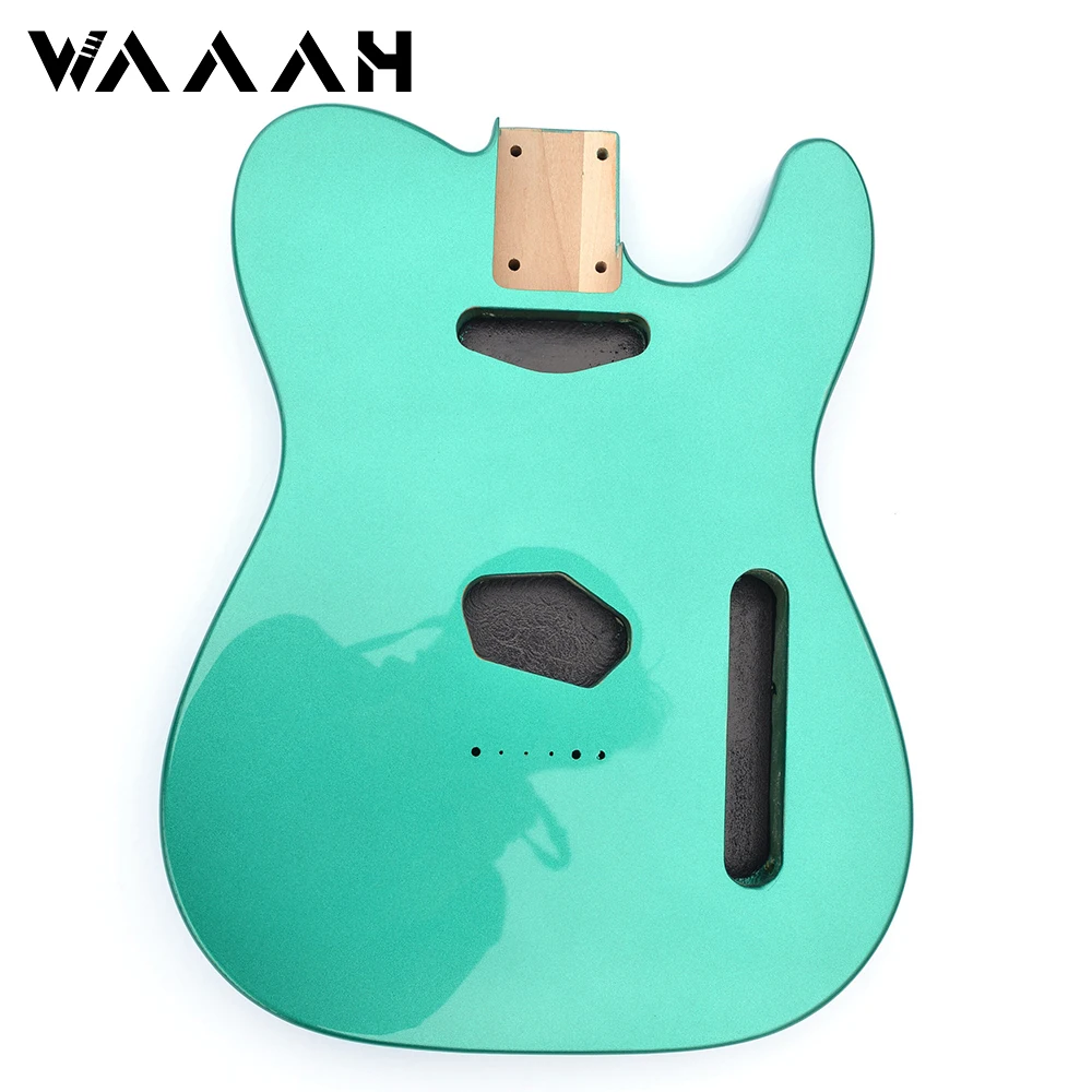 Metal Yeşil Renk Kızılağaç Ahşap Tele Gitar Vücut Stili Elektro Gitar Gövdesi Parlak Bitmiş Tele Gitar Kitleri Yapı Parçaları Görüntü  2
